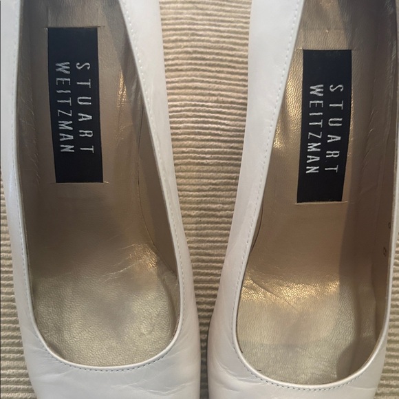 Stuart Weitzman Iridescent Oyster Sparkle Heel Cream Pumps - Picture 5 of 7